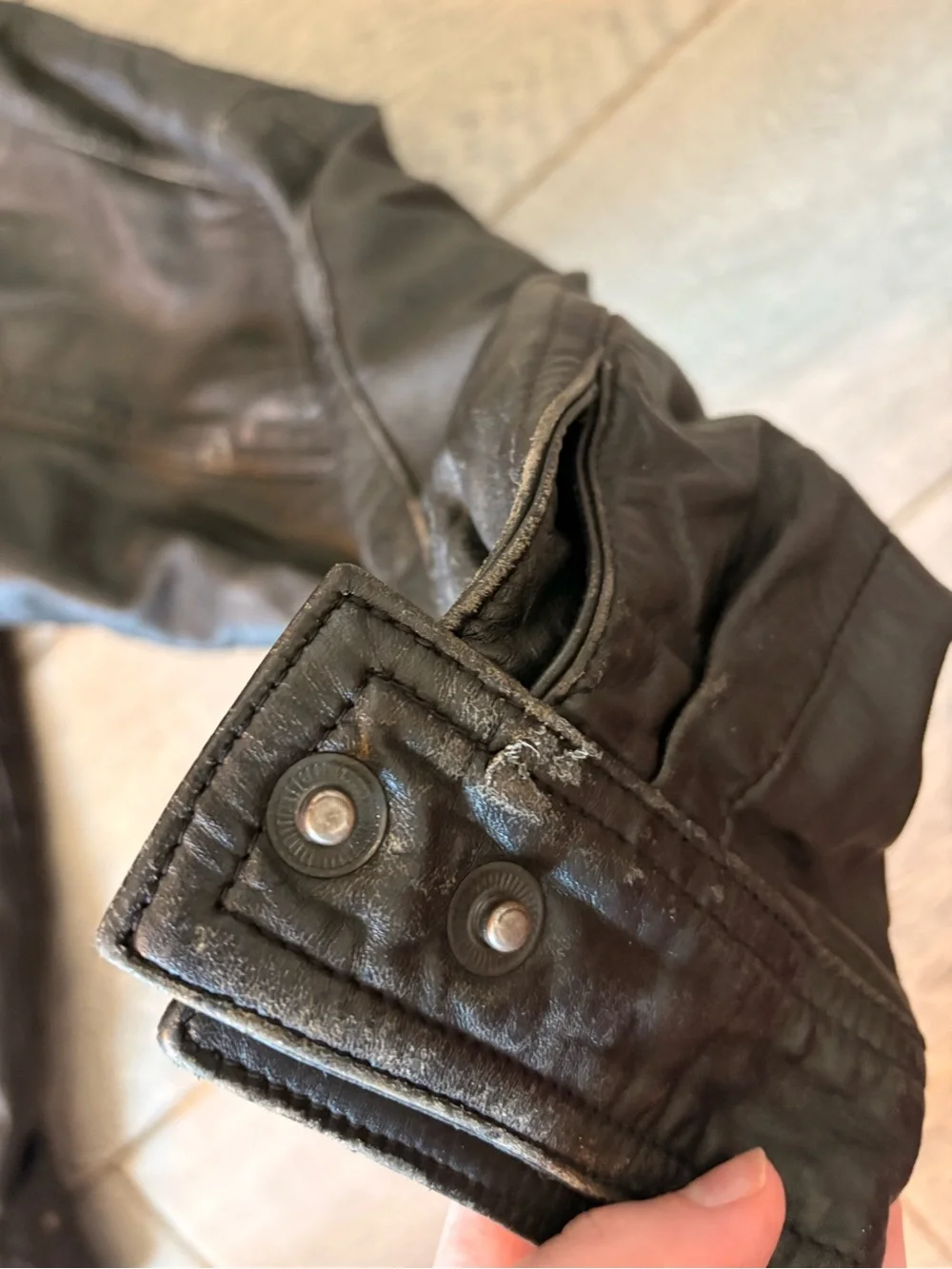 Vintage Pelle Uomo Black Leather Bomber Jacket Size Small Gorpcore Minimalist